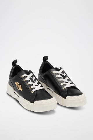 Leren Platform Sneakers - Zwart