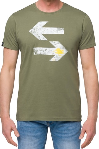 Regular T-shirt Direction - Kaki en Wit