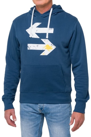 Regular Sweater met Capuchon Direction - Blauw en Wit