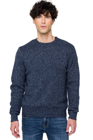Wollen en Mohair Trui Alaska - Gemêleerd Marineblauw