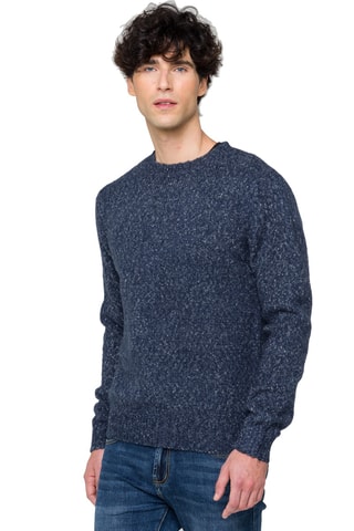Wollen en Mohair Trui Alaska - Gemêleerd Marineblauw