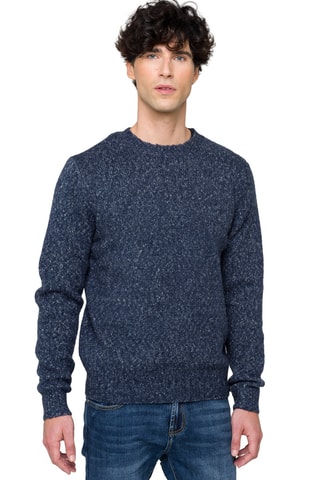 Wollen en Mohair Trui Alaska - Gemêleerd Marineblauw