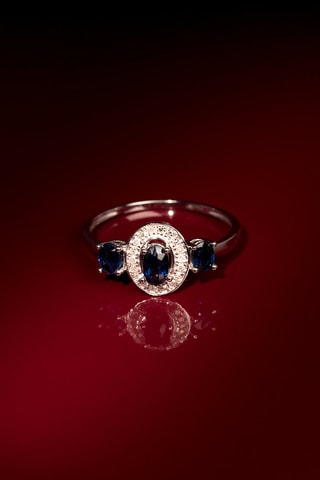 Bague Taipei  Or blanc, diamants et saphirs