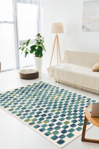 Tapis Mambo - Ecru et bleu