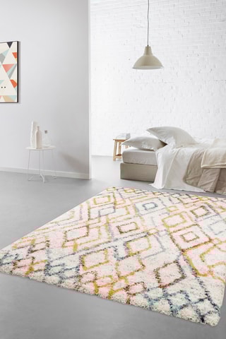 Tapis Sherpa Cosy - Ecru et orange
