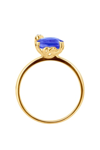 Bague - Or jaune, diamant et quartz