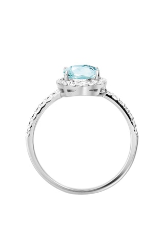 Bague - Or blanc, diamants et topaze