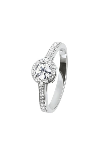 Bague - Or blanc, diamants et topaze