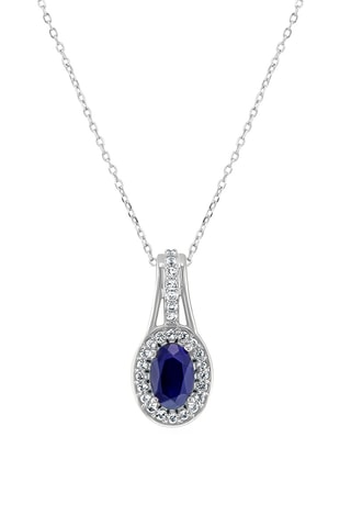 Collier - Or blanc, topazes et saphir