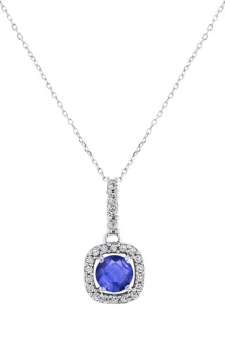Pendentif - Or blanc, topazes et saphir