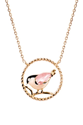 Collier - Or rose, diamant et quartz rose