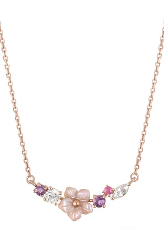 Collier - Or rose, perles de culture, topaze, améthystes et grenat