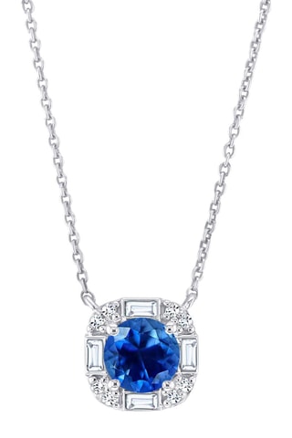 Collier - Or blanc, diamants, saphir et topazes