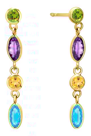 Boucles d'oreilles - Or jaune, péridots, citrines, améthystes et topazes