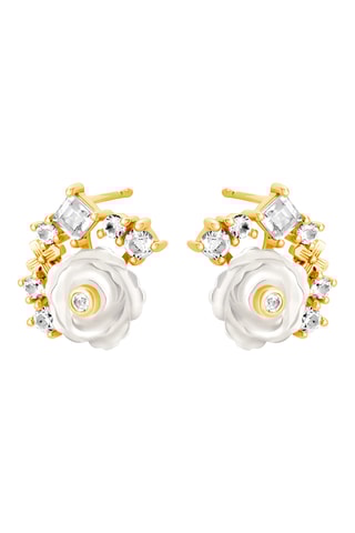 Boucles d'oreilles - Or jaune, topazes et nacre