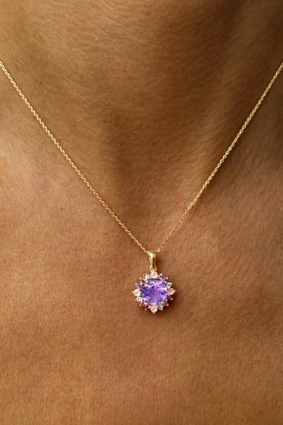 Pendentif - Or jaune, améthystes, quartz, grenats rhodolites et topazes