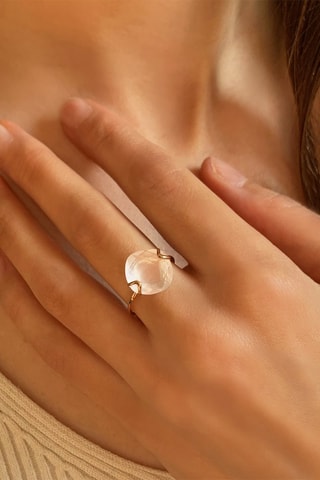 Bague - Or rose et quartz rose