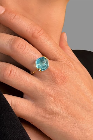 Bague - Or jaune et quartz