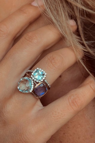 Bague - Or blanc et tanzanite quartz