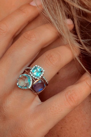 Bague - Or blanc et tanzanite quartz
