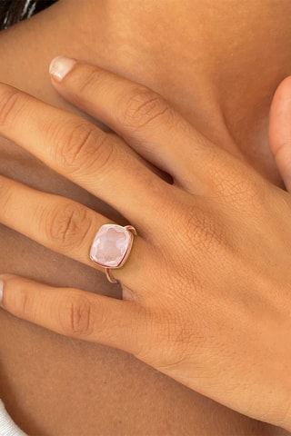 Bague - Or rose et quartz