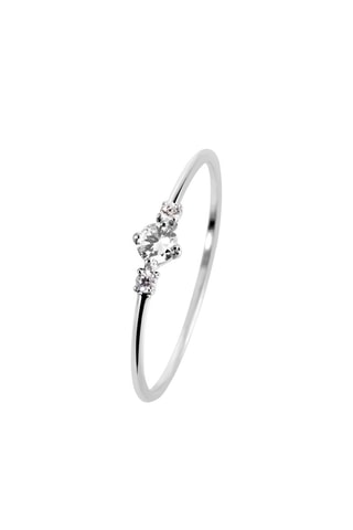 Bague - Or blanc, diamants et topaze