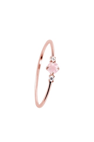 Bague - Or rose, diamants et quartz
