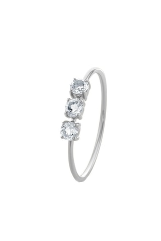 Bague - Or blanc et topazes