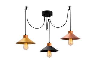 Suspension araignée Manavgat - Noir et cuivré - 3 x 40 W