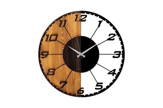 Horloge en bois Linear - 56 x 3 x 56 cm - Naturel et noir