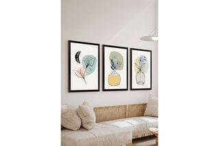 3 tableaux en bois massif - 33 x 48 cm