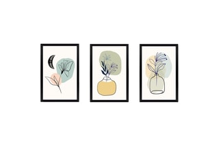 3 tableaux en bois massif - 33 x 48 cm