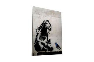Tableau "Jeune fille à l'oiseau bleu" - Banksy