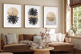 3 tableaux Huhu210 - Noir et doré - 70 x 50 cm