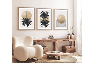 3 tableaux Huhu210 - Noir et doré - 70 x 50 cm