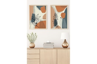 2 tableaux en bois - Ocre - 30 x 40 cm