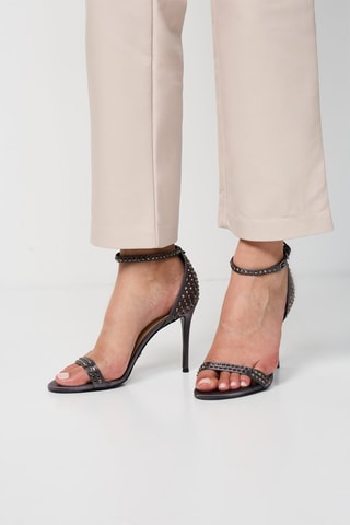 Sandales à talons en soie - Anthracite