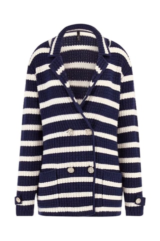 Gilet en laine Gaia - Bleu marine et blanc
