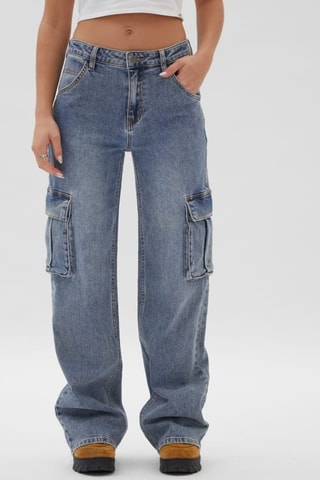 Jean cargo taille haute Go Kit - Bleu marine