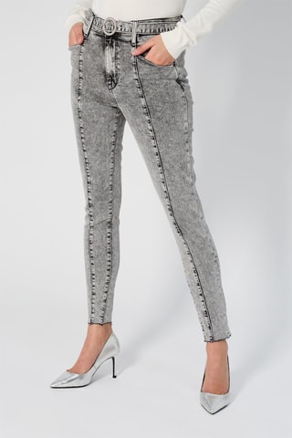 Jean skinny taille haute - Gris