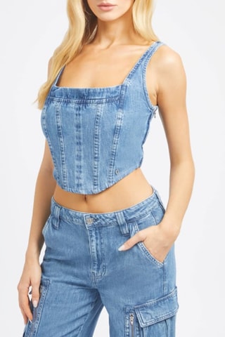 Crop top en jean Jil - Bleu marine