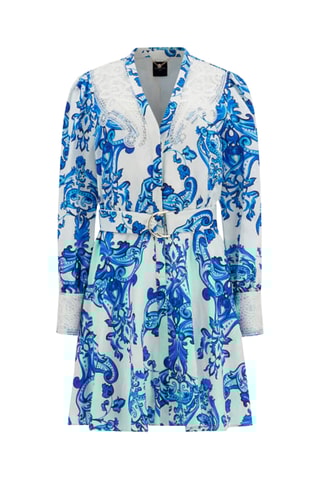 Robe patineuse en lin - Bleu et blanc