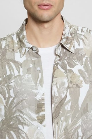 Chemise slim Tropical - Gris et ivoire
