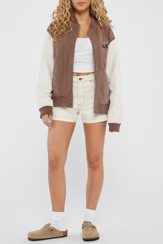 Short en jean taille haute Go Kit - Ecru