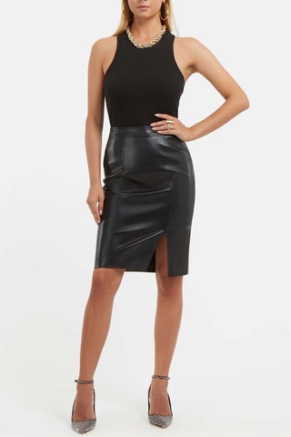 Jupe droite taille haute - Noir