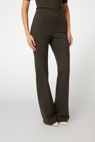 Pantalon regular taille haute - Marron