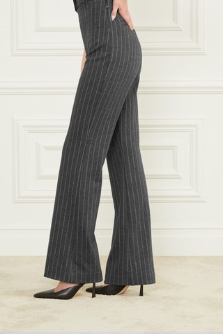 Pantalon palazzo taille haute - Gris chiné