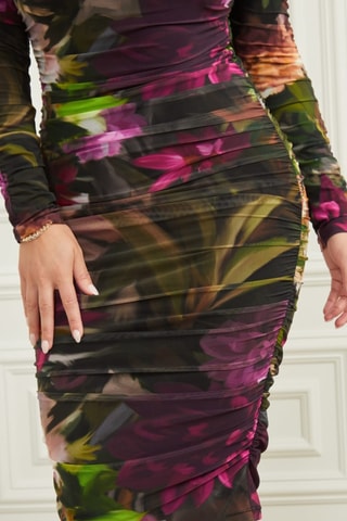 Robe drapée - Marron et fuchsia