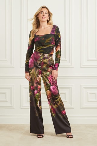 Top drapé - Noir et fuchsia
