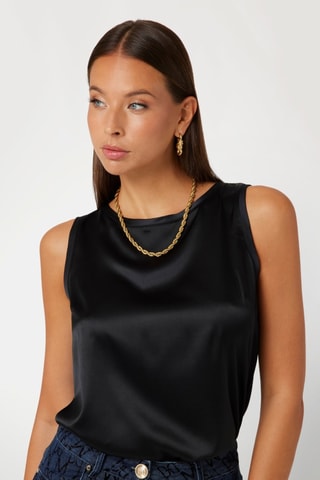 Top en soie - Noir
